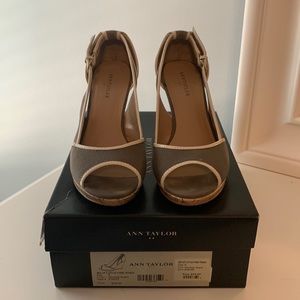 Ann Taylor Recap Canvas Cork Wedge | Color: Smoke Taupe | Size: 8